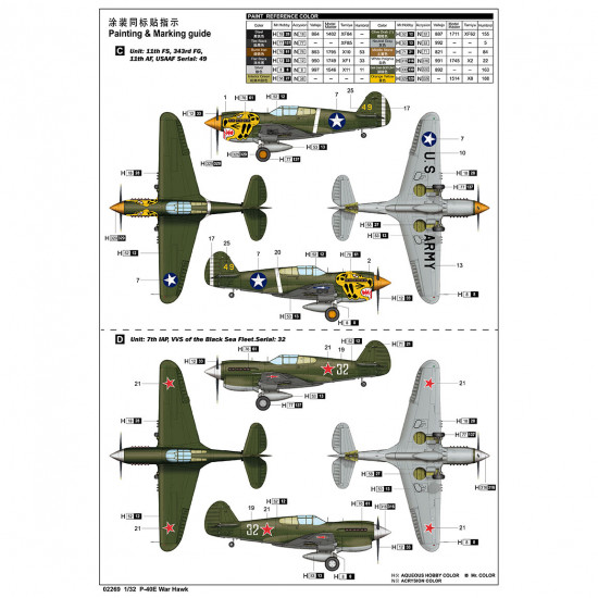 Trumpeter 02269 Сборная модель самолета P-40E War Hawk (1:32)