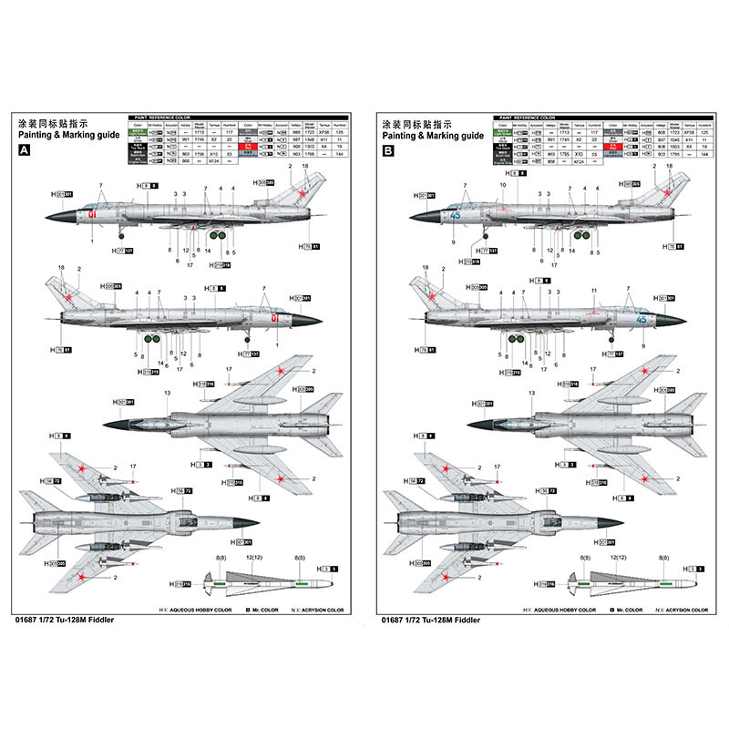 Trumpeter 01687 Сборная модель самолёта Tu-128M Fiddler (1:72)